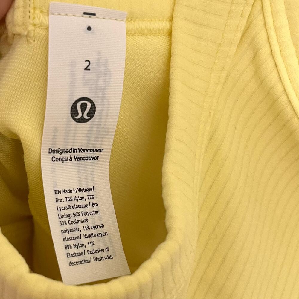 NWT Lululemon Ribbed Nulu High Neck Yoga Bra Yellow Racerback Size 2 Stretch - Picture 6 of 6